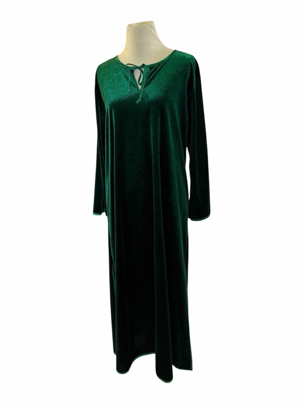 Oscar De La Renta pink label Velvet Long Sleeve Green Maxi House Dress fits M